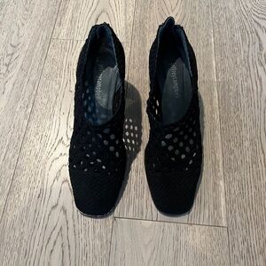 Jeffrey Campbell Black Woven Suede Heels